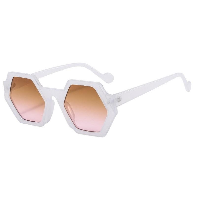 Women Large Hexagon Inspired Sunglasses Fashion Irregular Design Style  Geometric B2503 - Champagne - C018TDMXSAE